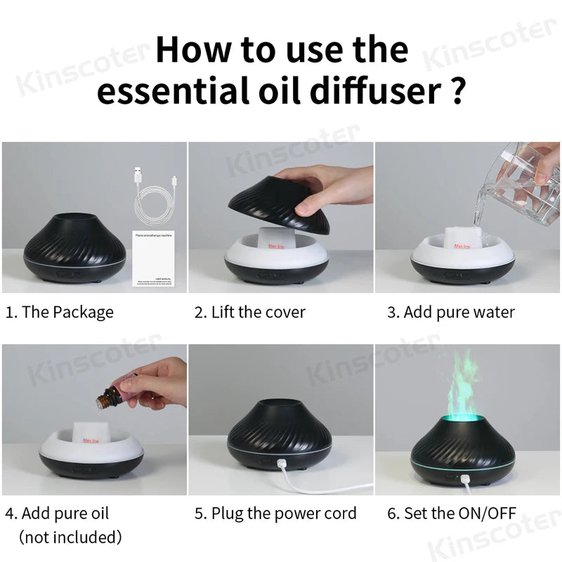 DIFUSOR KINSCOTER DE AROMA EM FORMA DE VULCÃO COM CHAMA COLORIDA