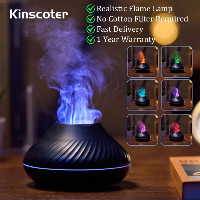 DIFUSOR KINSCOTER DE AROMA EM FORMA DE VULCÃO COM CHAMA COLORIDA